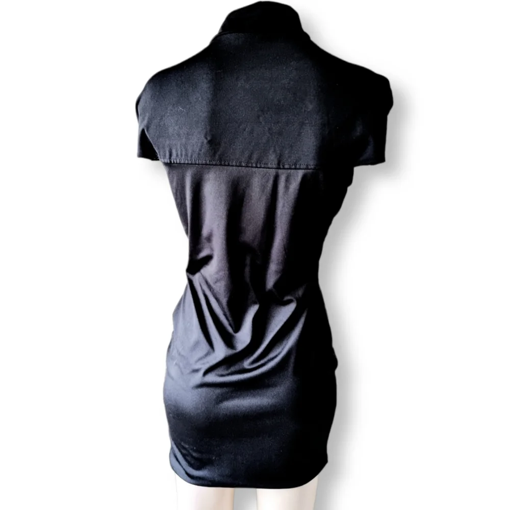 Black, high neck, choker neck + cut out short/mini dress fits AU 6 8 10 12 - Picture 5 of 7